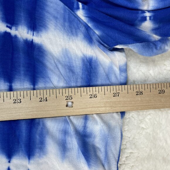 Ruby Rd. Blouse Womens 2X Blue Tie Dye Roll-tab Sleeve Pleats Round Neck - Picture 4 of 7